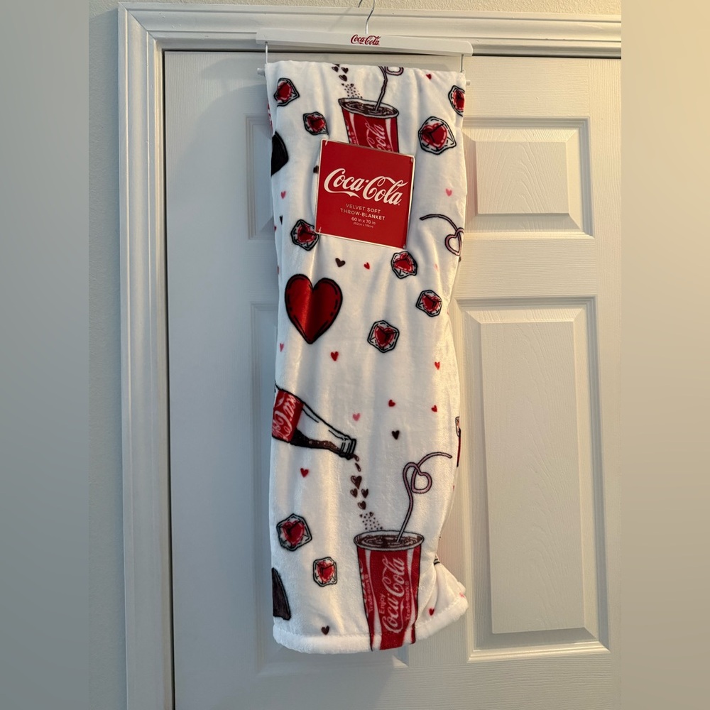 Coca-Cola Velvet Soft Throw Blanket with Red and Black Accents